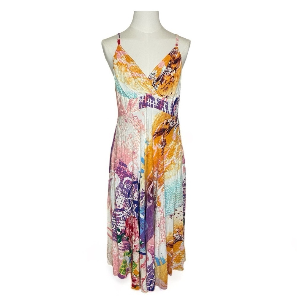 JAMS WORLD Isabella Empire Waist Dress size Large L Colorful Beach Vacation midi